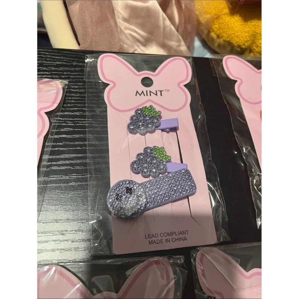Mint Kids Rhinestone Hair Clip Sets - Yellow, Purple, Orange, Pink, Green
